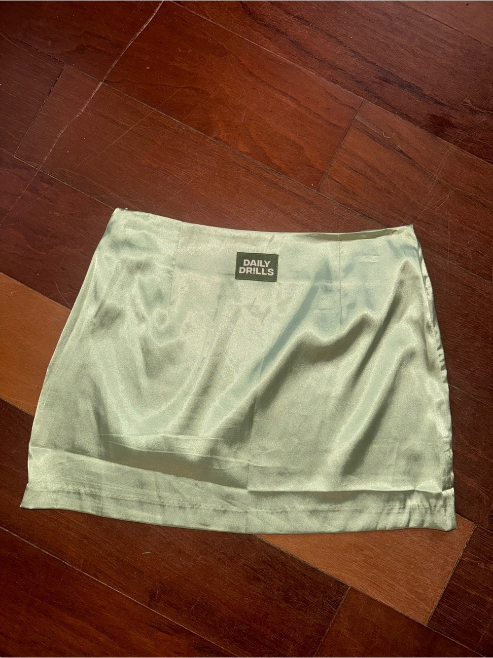Daily Drills Pale Mint Satin Mini Skirt